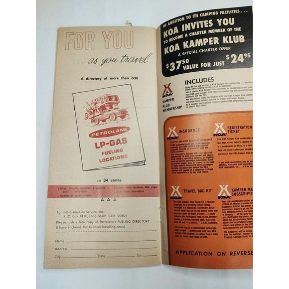 KOA Kampground Directory 1968 Ephemera Thermos Ad Petrolane LP-Gas Fueling Camp - Picture 7 of 7